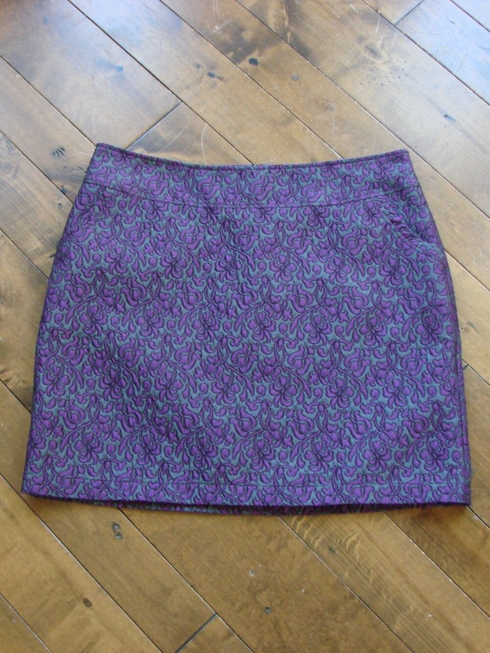 Mandala Design Mini Skirt Purple Gray Brocade Jacquard Floral Office Size XL